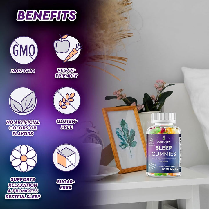 Sleeping Aid for Adults – 70 Extra Strong Natural Sleep Gummies with L-Theanine & Magnesium – Herbal Sleep Gummies for Adult Restful Sleep & Relaxation – Night Time Support