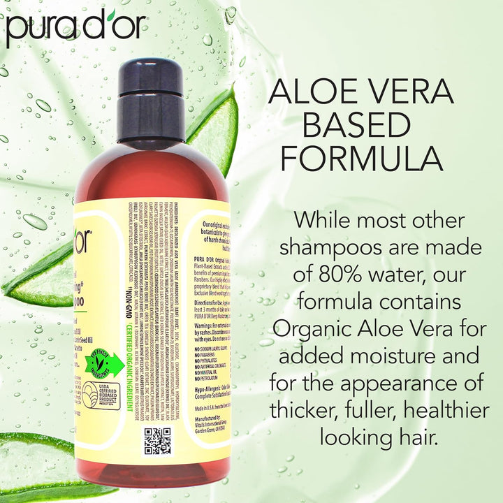 Pura D’Or Premium Organic Argan Oil Shampoo for Hair Loss Prevention (Gold Label), 16 Liquid Ounces Single