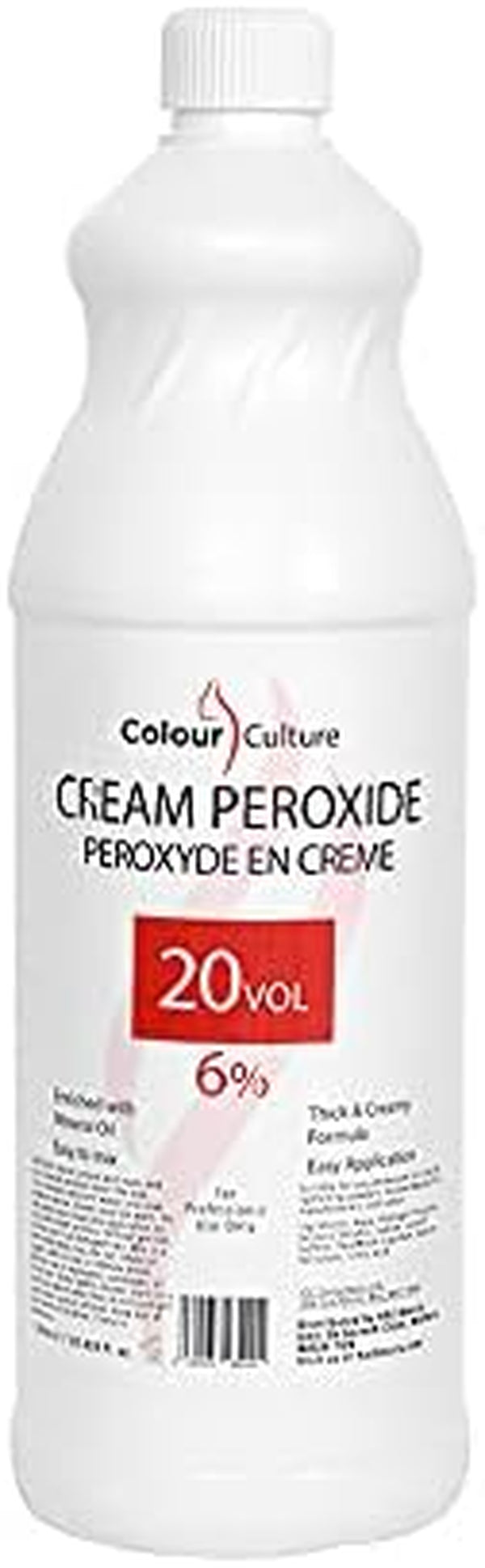 Cream Peroxide 6% 20 Volume-1 Litre, Cream Hydrogen Peroxide Activator Developer for Hair Colouring & Bleach, Works with All Brands of Hair Bleach, Hair Colour/Tint & Lightening Powder