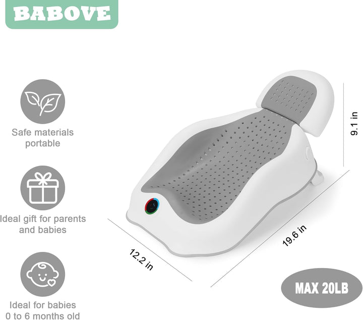 Baby Bath Support | Newborn Bathtub with Thermometer,Ideal for Babies Less than 6 Months Old Collapsible Bathtub-2 Position, Baby Tubs for Newborn Essentials Must Haves (Gray)
