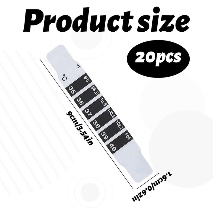 20 PCS Forehead Thermometer Strip Reusable Forehead Thermometers,Stick on Thermometer Strip Monitoring Fever Check,Suitable for People of All Ages Including Babies and Elderly