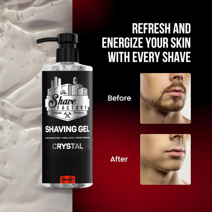 Shaving Gel with 25% More Free - Moisturizing Effect Fresh Active Product for Professional Barbers/Hairdressers and Traditional Shaving Enthusiasts.