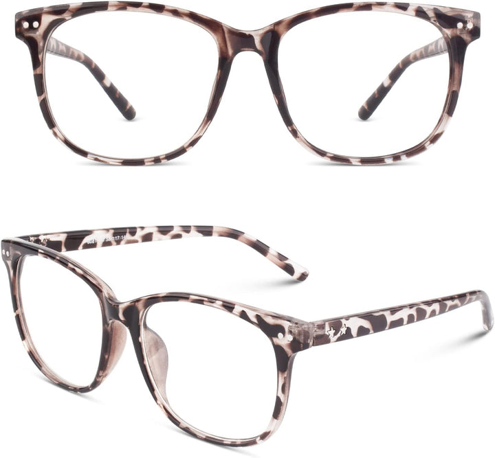 CN81 Fake Glasses Women Men Large Oversized Clear Lens Horn Rimmed Glasses 100% UV400 Protection