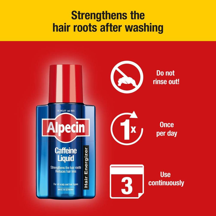 Caffeine Shampoo C1 and Liquid | Natural Hair Growth for Men | Energizer for Strong Hair | Hair Care for Men Made in Germany | Set of 250Ml Shampoo and 200Ml Liquid