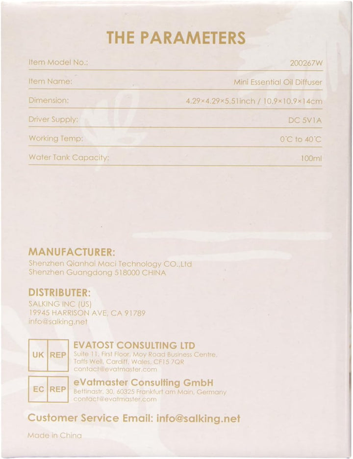 Essential Oil Diffuser, 100Ml Small Aromatherapy Ultrasonic Cool Mist Humidifier with Warm White Lights, Auto Shut-Off Function, for Office Home