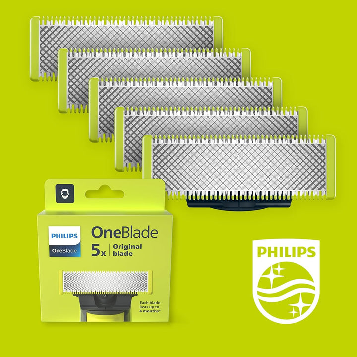 Oneblade 5 Stainless Steel Original Replacement Blades Compatible with All Oneblade Electric Razors (Model QP250/50)