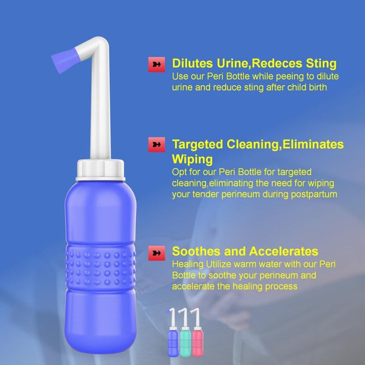 2Pcs-Pack Portable Bidet Sprayer - Easy Bidet Bottle- Travel Bidet - Baby Travel Bathing Kit-Postpartum Perineal Care 450 Ml 15Oz Capacity for Audlt,Baby,Eldery or Cleansing after Birth