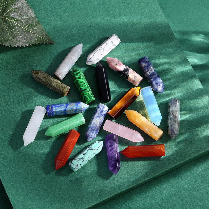 20 Pcs Healing Crystals Set Crystals Gemstones Wands Bulk Crystal Gifts Reiki Polished Stones Crystal Points Assorted Crystals for Beginners Collection