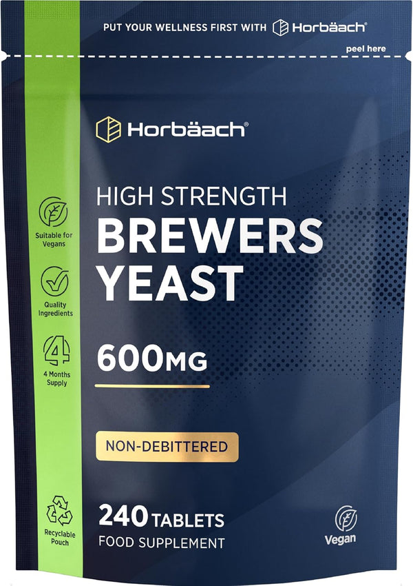 Brewers Yeast Tablets 600Mg | 240 Count | Natural Source of B-Vitamins, Amino Acids, Minerals & Trace Elements | High Strength Supplement | by
