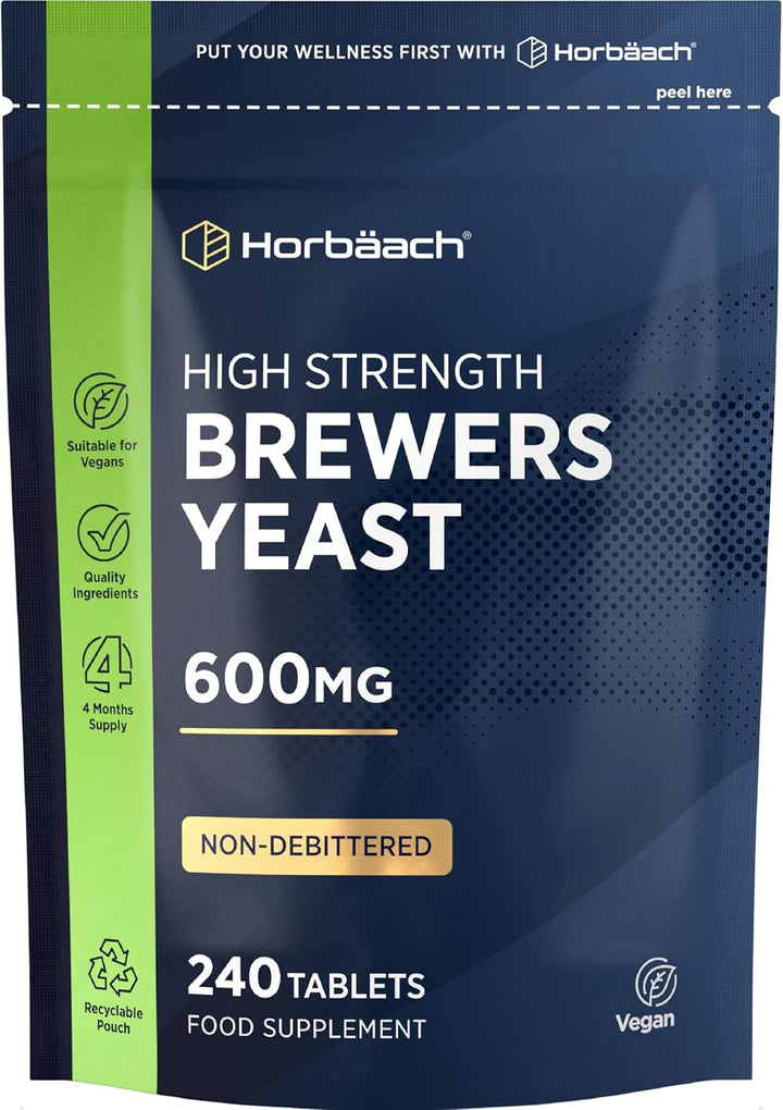 Brewers Yeast Tablets 600Mg | 240 Count | Natural Source of B-Vitamins, Amino Acids, Minerals & Trace Elements | High Strength Supplement | by