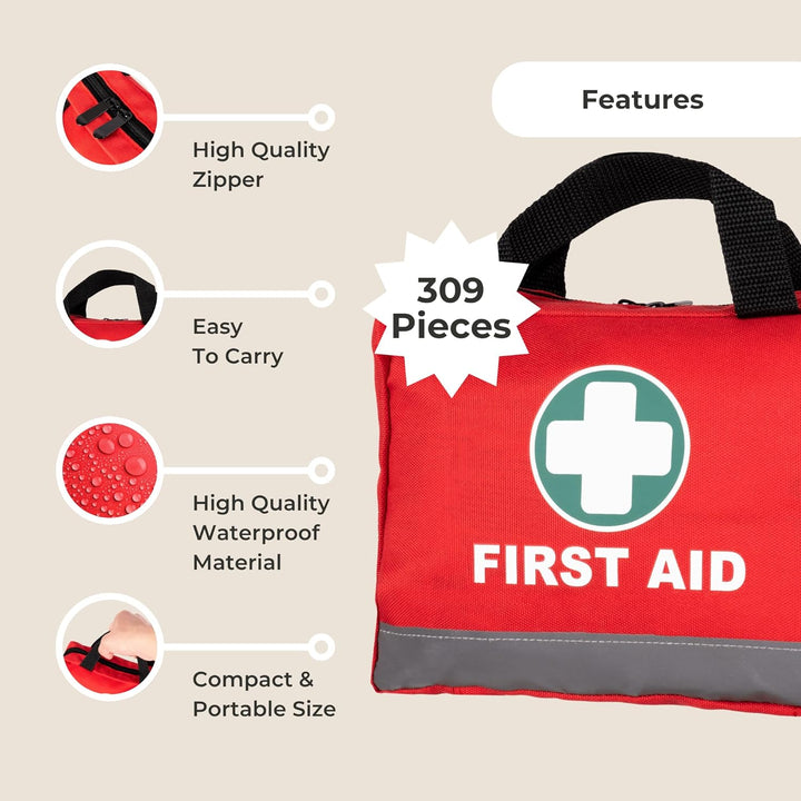 309-Piece First Aid Kit – Comprehensive Medical Emergency Set for Home, Travel, and Workplace – Compact and Portable First Aid Box