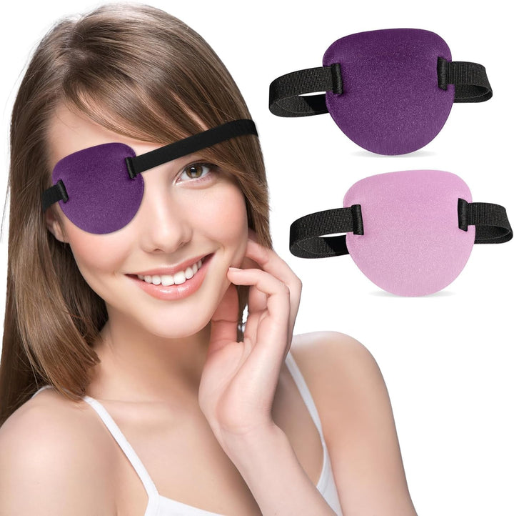 2 Pcs Eye Patches,Eye Patch for Adults,3D Medical Adjustable Eyepatch for Right or Left Eye,One Eye Cover for Lazy Eye,Pirate Costume(Black)