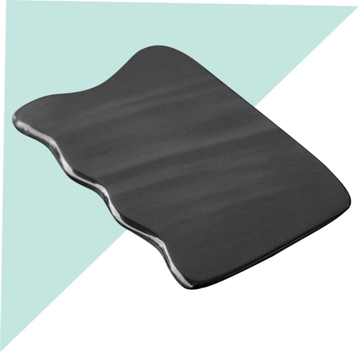 Natural Horn Gua Sha Scraping Board Massager for Face Neck Back Smooth Cattle Horn Massage Tool for Skin Comfort and Muscle Relief Easy to Hold Black Wave-Shape Scrapping Plate