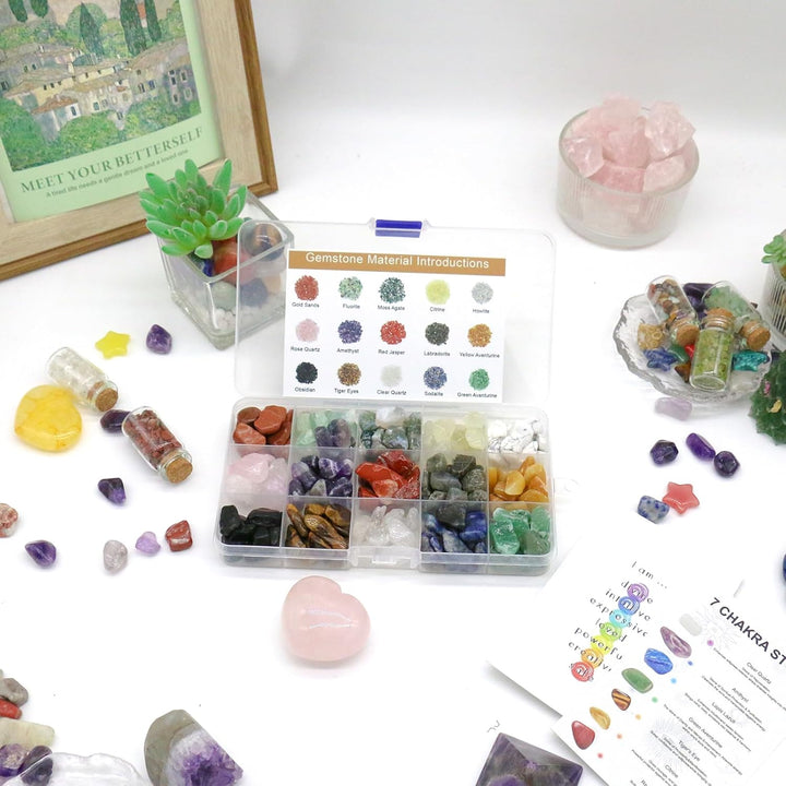 15Pcs Healing Crystals Set,Tumbled Stone and Gemstones Bulk, Natural Polished Stones Rocks and Quartz Crystal, Chakra Stone for Reiki,Meditation, Home Decorate Crystal Gifts for Beginner