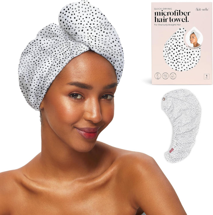Microfibre Hair Towel Wrap - Quick Dry Curly Hair Wraps for Women | Microfiber Towel for Hair | Hair Drying Towel Wrap | Hair Towels for Women | Hair Turban for Wet Hair - Micro Dot