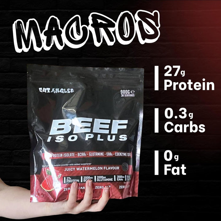 Beef Iso Plus, Beef Protein Isolate Powder, High Protein, No Fat and No Sugar | Pineapple Orange Flavour 900G 30 Servings | Halal, Paleo and Keto Friendly, Dairy Free, Gluten Free