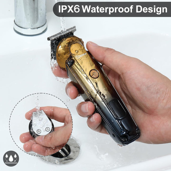 Beard Trimmer Kit Professional Hair Clipper with Zero Gapped T-Blade Electric Razor Shaver for Nose Ear Beard Body Trimmer for Men Waterproof Cordless Grooming Kit 6 in 1