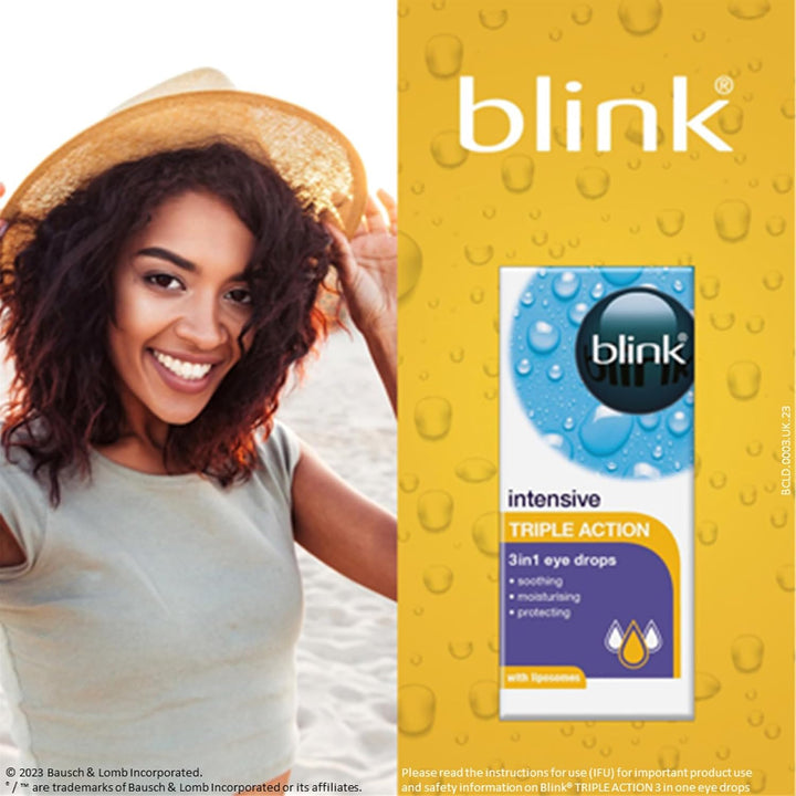 Intensive Triple Action Eye Drops for Dry, Tired & Irritated Eyes - Refreshing & Moisturising Eye Drops with Liposomes, Hyaluronate and Vitamin E, Suitable for Contact Lens Users, 10Ml