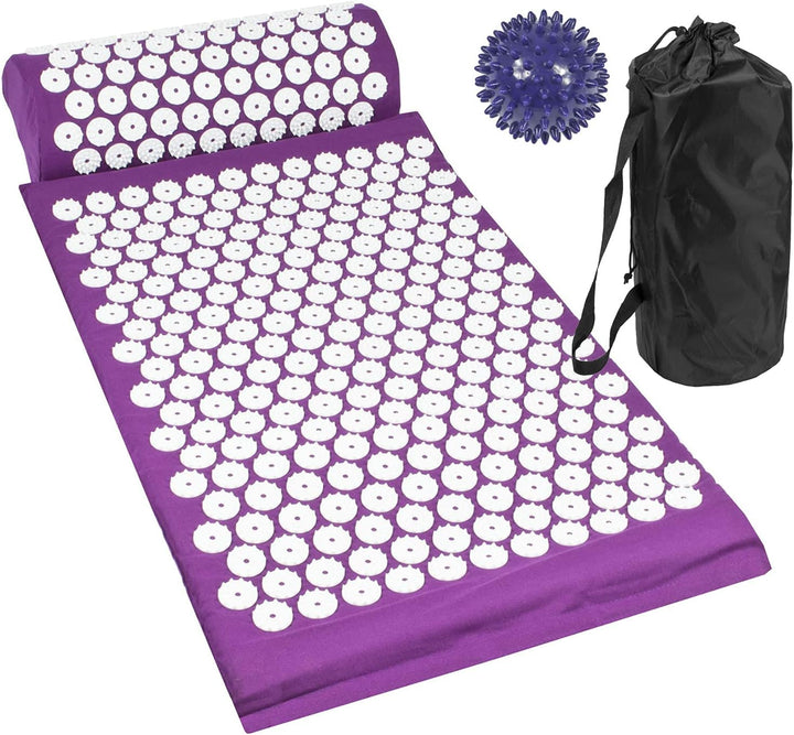 Acupressure Mat with Pillow & Ball Acupuncture Pin Massage Set (Black)