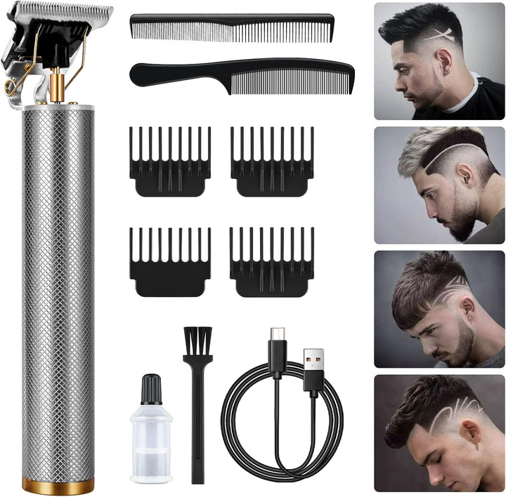 Cordless Hair Clippers for Men - Electric Beard Trimmer Set, Waterproof Detail Beard Shaver, T-Blade Trimmer Grooming Kit with 4 Guide Combs and 2 Hair Combs