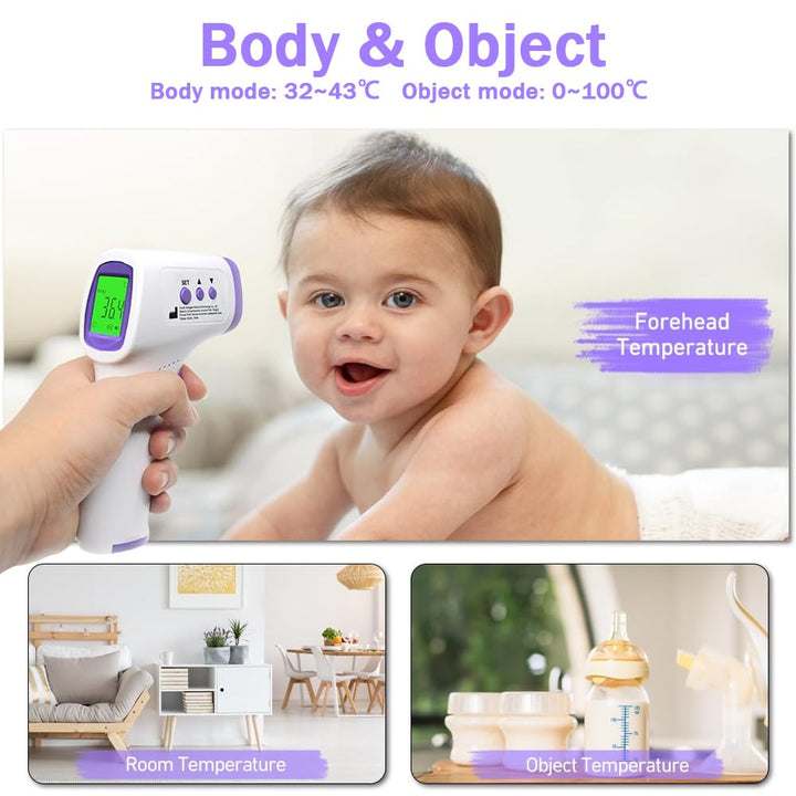 Forehead Thermometer for Adults Kids, Non-Contact Infrared Thermometer with Fever Alarm, Digital Thermometer with 32 Sets of Memory Data, Thermometer for Adults and Kids