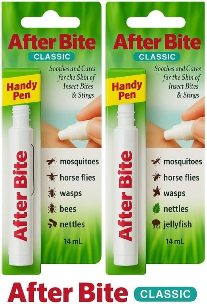 Afterbite Classic Insect Bite Relief Pen – 2 Pack (14Ml) | Fast Itch & Sting Relief for Mosquito, Midge, Wasp & Bug Bites | Travel-Friendly First Aid Treatment for Adults & Kids