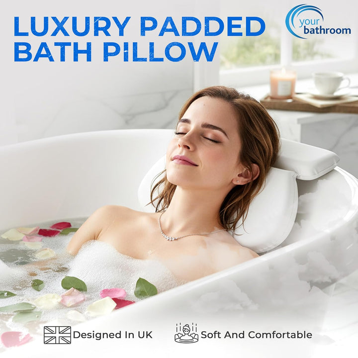 Bath Pillow – Waterproof Bath Cushion with 7 Suction Cups, Non-Slip Bath Pillows for Head and Neck Support | Ultimate Relaxation and Comfort, Ideal for Relaxation & Meditation in the Tub