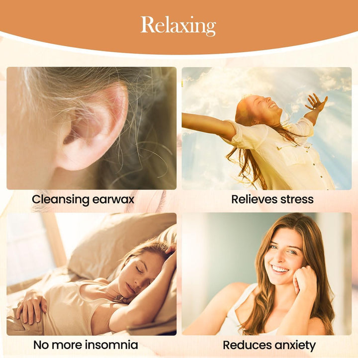 Ear Candles,  Hopi Ear Candles All Natural Beeswax Canding Cones Ear Wax Remover Candles 100% Non-Toxic Cylinders Fragrance Hollow Cone Candles With(8 Colours)+8 Protective Disks