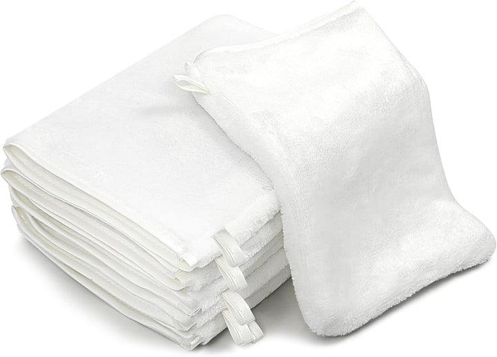 6 Pack Flannel Face Cloths Face Body Wash Cloth, Super Absorbent & Soft Facial Mitts, Reusable Makeup Remover Wash Gloves Bath Mitt, White Towel Small Hand Towels-13X20Cm