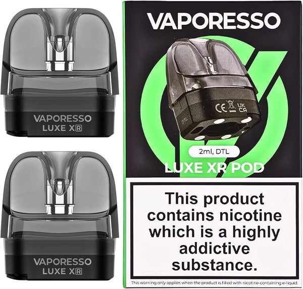 Vaporesso Luxe XR Pod [DTL - Large] 2 Pack - COMPATIBLE WITH: Vaporesso Luxe X Kit, Luxe X2 Kit, Luxe XR Kit, Luxe X Pro Kit, Luxe XR Max Kit and GTX Coils - Bottom-Fill, DTL Vaping - Nicotine Free