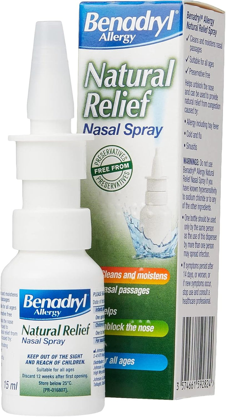 Allergy Natural Relief Nasal Spray (1 X 15Ml), Helps Clear Allergens from the Nose, Cleans and Moistens Nasal Passage, Natural Congestion Relief, Free from Preservatives