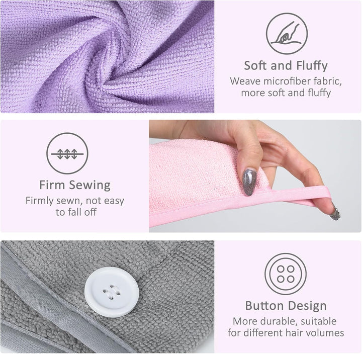 Microfiber Hair Towels Wrap Turban: 5 Packs Curly Hair Quick Dry Towel Set for Women - Hair Drying Towel Hair Dryer Shower Cap & Hair Accessories for Hair Care