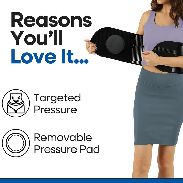 Hernia Belt for Men or Women | C Section Belly Binder & Abdominal Binder | Post Surgery & Pregnancy Tummy Tuck | Hysterectomy, Umbilical Hernia | Postpartum Belly Band & Belly Wrap | (L/XL) 29" - 49"