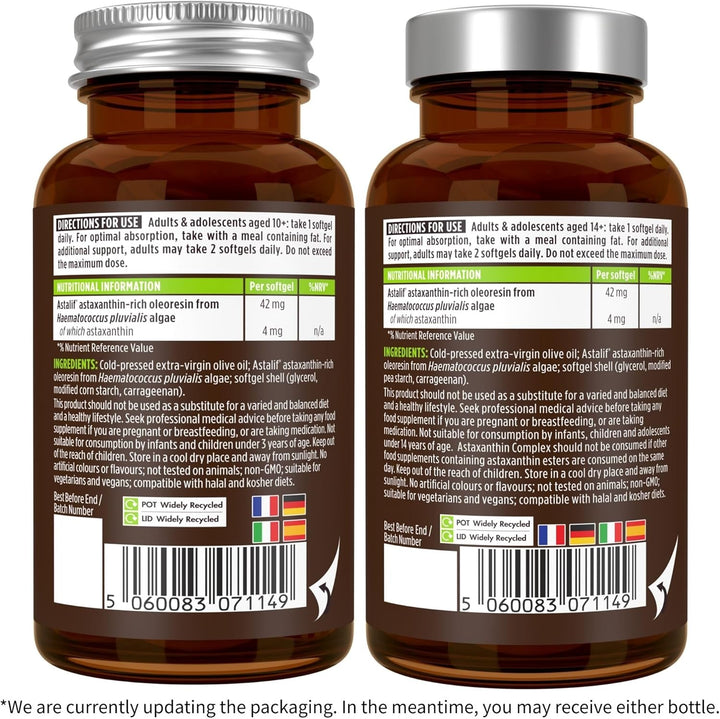 Igennus Astaxanthin Complex, 42Mg Microalgae Complex Oil Providing 4Mg H. Pluvialis Astaxanthin, 90 Vegan Softgels