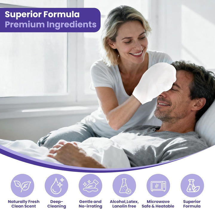 Adult Body Wipes - Wet Wipes for Adults - Intimate Disposable Shower Body Wipe Shaped like a Glove - Unscented Premoistened - Bed Bath Wet Wipe - Pack of 10 Wash Cloths