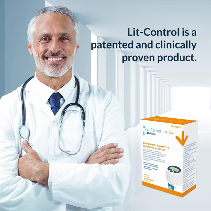 Lit-Control Ph down - Food Supplement to Reduce Kidney Stones - Prevents Crystallization of Urinary Salts - Decreases Urinary Ph - 60 Capsules