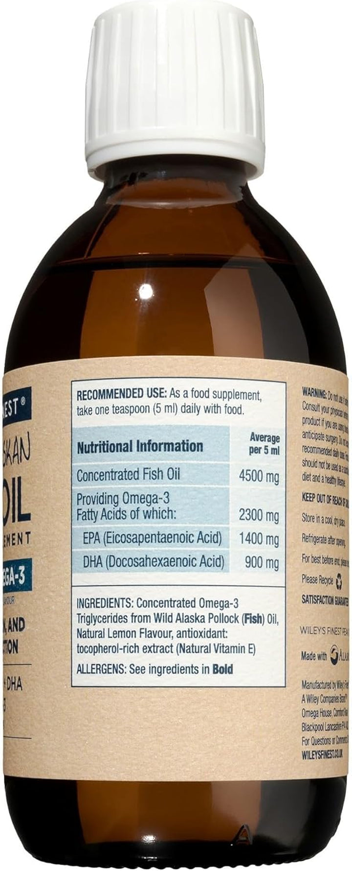 Wild Alaskan Fish Oil Peak Omega-3 Liquid Supplement - 2300Mg EPA and DHA Omega-3S - Lemon Flavor - 8.45 Oz (50 Servings)