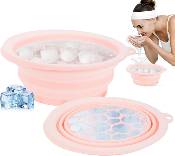 Silicone Ice Bowl for Face, Portable Ice Bath Face Bowl, Foldable Facebowl with Built-In Icetray, Quick Cooling Facial Washing Basin for Puffiness Relief, Soothe Skin, Bathroom Accessories