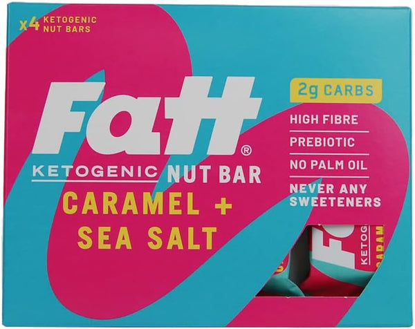 Keto Bars - Caramel & Sea Salt - 4 X 30G - 2G Carbs - 100% Natural - Low Carb, Low Sugar, High Prebiotic Fibre, Vegan & Sweetener Free - bar