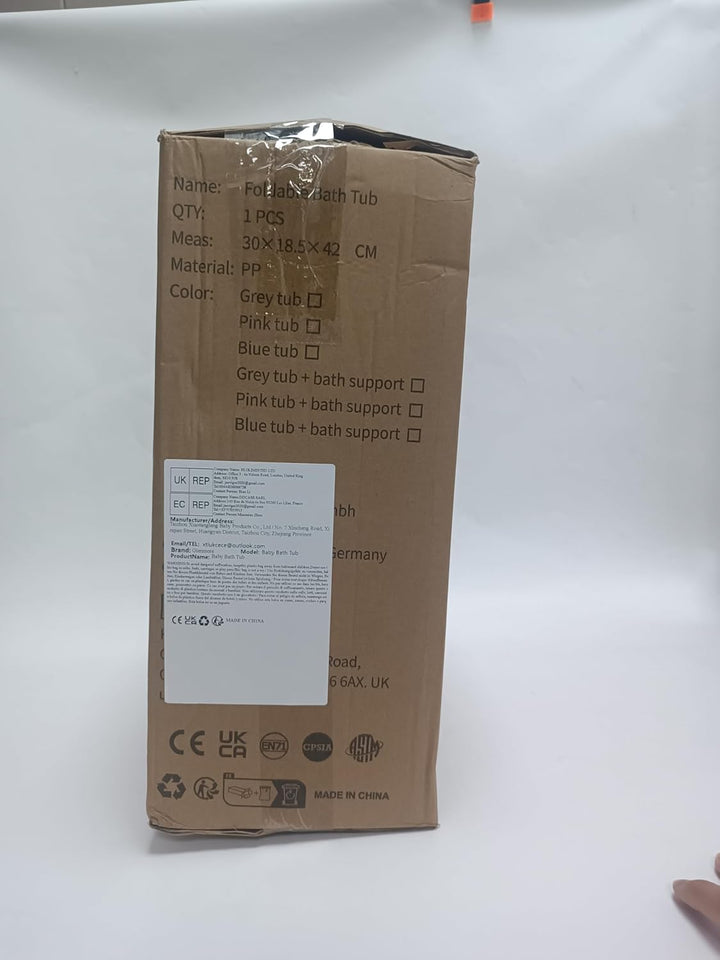 Baby Bath Tub Foldable Bathtub, Collapsible Toddler Bath Tubs with Baths Support Cushion Pad Seat Mat, Anti-Slip Portable Travel Shower Bathing Basin Folding Bathtubs for Newborn Toddler Infant (Grey)