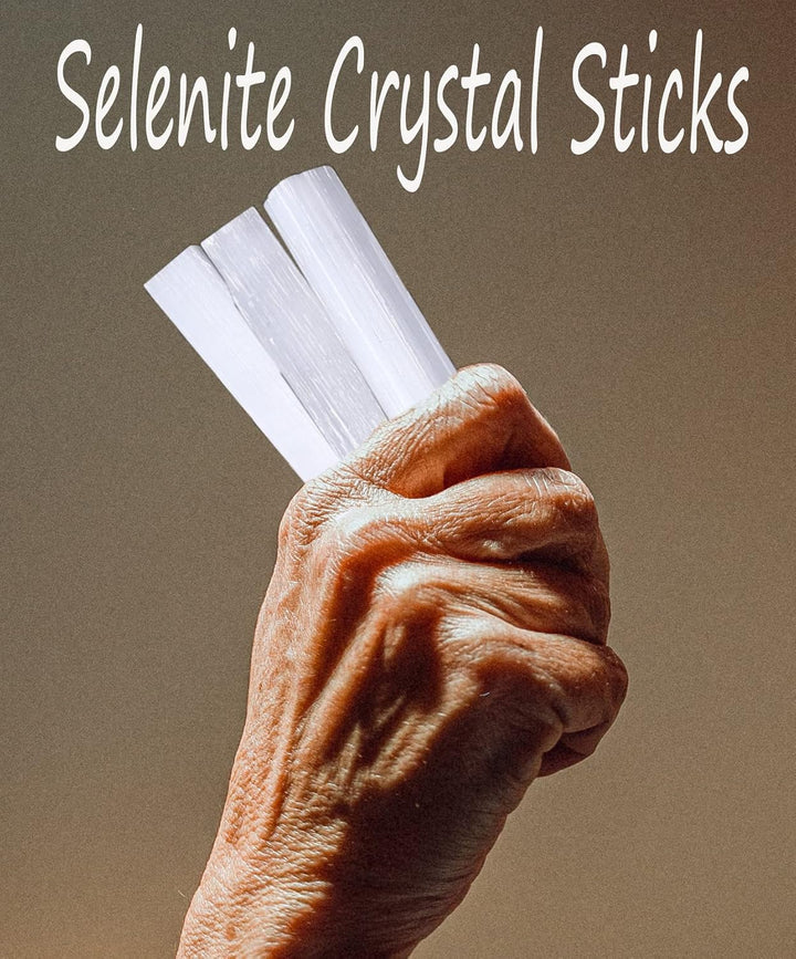 12 Pcs 4" Selenite Sticks Large Selenite Crystal Wands White Raw Rough Crystals Bulk for Healing Reiki Wiccan Witchcraft Supplies Protection Crystals