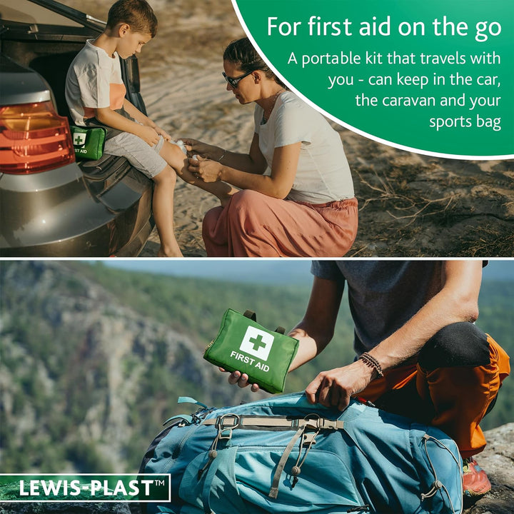 Lewis-Plast Premium First Aid Kit for Home Car Holiday and Workplace - Includes Bandages, Eye Pods, Ice Packs and Essentials for Everyday Situations, 90 Count (Pack of 1)