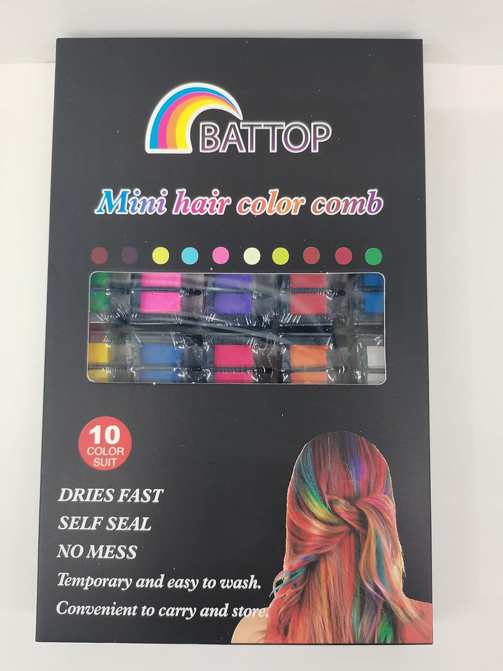 10PCS Hair Chalk Comb Temporary Bright Hair Color Cream for Girls Kids Women Gifts for Halloween Makeup Birthday Washable
