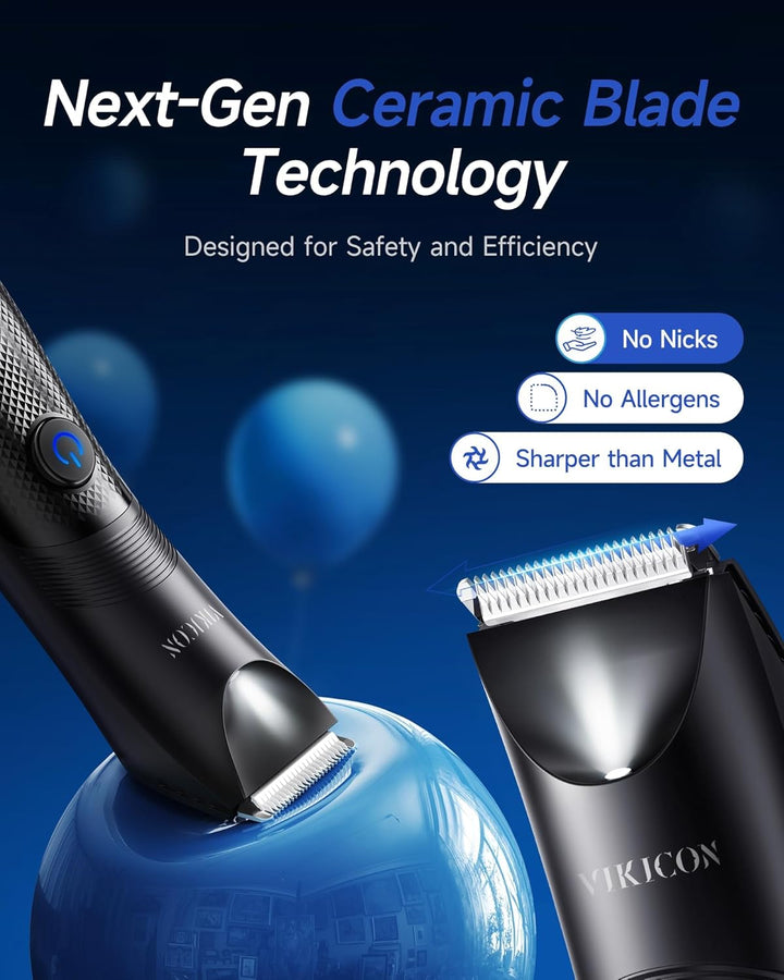 Balls Trimmer Men, Pubic & Body Hair Trimmer Men, IPX7 Waterproof Body Groomer W/Light & Ceramic Blade, Shavers for Private Parts, Electric Male Razor, USB-C Charging, Gifts for Him Dad