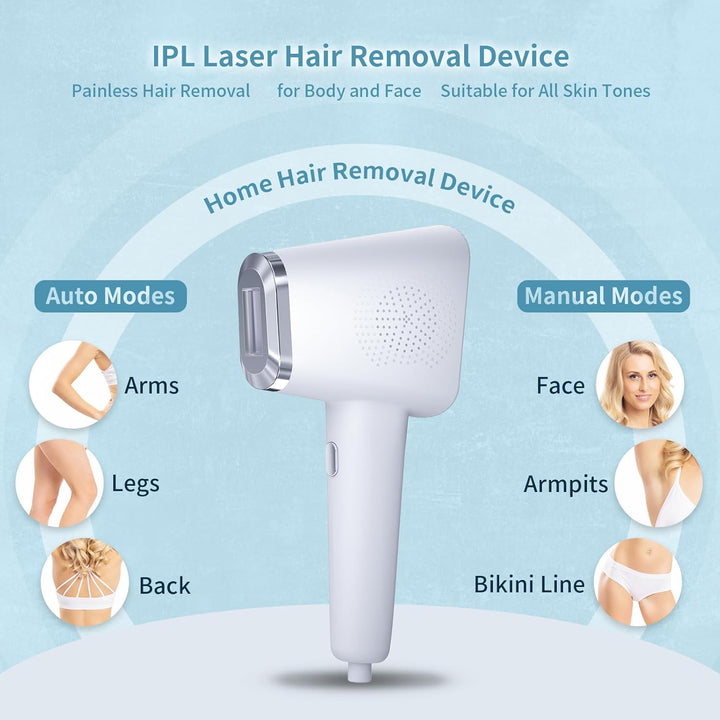 Laser Hair Removal Device, 3 in 1 Beauty Salon Grade Home Hair Remover Device with Cooling System, IPL Body Painless Laser Hair Removal for Face Armpits Arms Legs Bikini Line