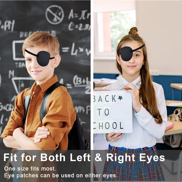2PCS Eye Patch, Adjustable Eye Patches, Medical Eye Patch, Amblyopia Lazy Eye Patches for Left or Right Eyes, Black