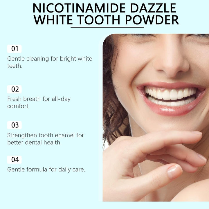 Niacinamide Whitening Tooth Powder,Whitening Toothpaste Booster Powder,Natural Deep Cleaning Teeth Powders,Fresh Breath and Remove Stains