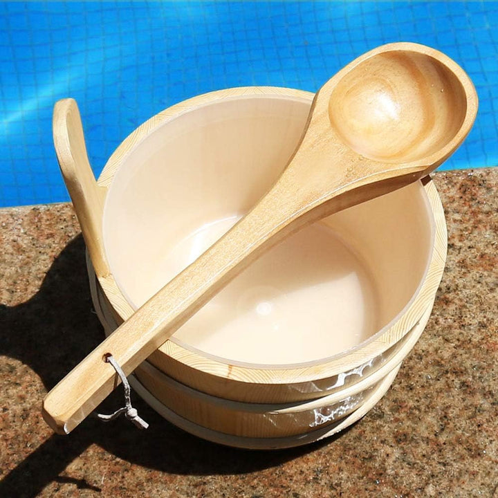 Wooden Bucket and Ladle Set 4L Capacity Water Bowl Barrel for Sauna Steam Accessories