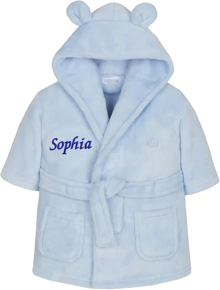 Personalised Baby Dressing Gown | Customisable Soft Polyester Embroidered Bathrobe for Kids | Ideal Baby Gift | Perfect for Bath Time, and Everyday Comfort