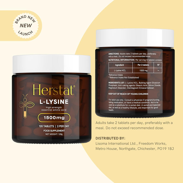 L-Lysine 1500Mg | High Potency Essential Amino Acid, Vegetable Tablets, 120Ct